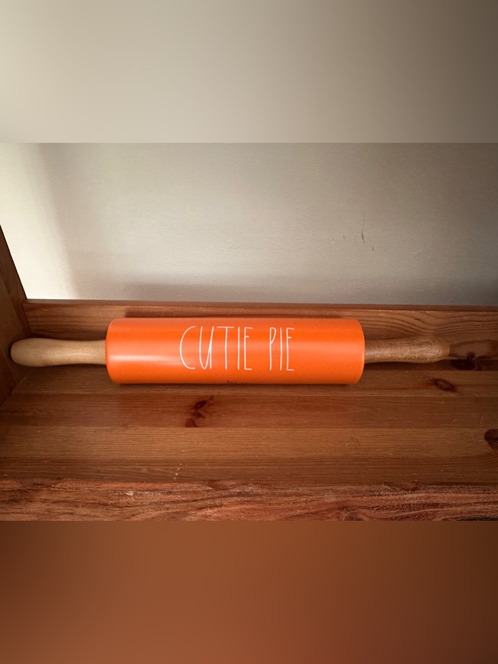 Rae Dunn Orange Rolling Pin with White Lettering
